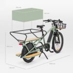 Bicicleta eléctrica de carga trasera R500E, color verde claro y con cola larga – Image 14